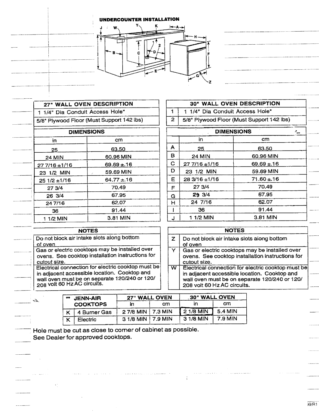 Jenn-Air 209630 dimensions Jenn-Air 