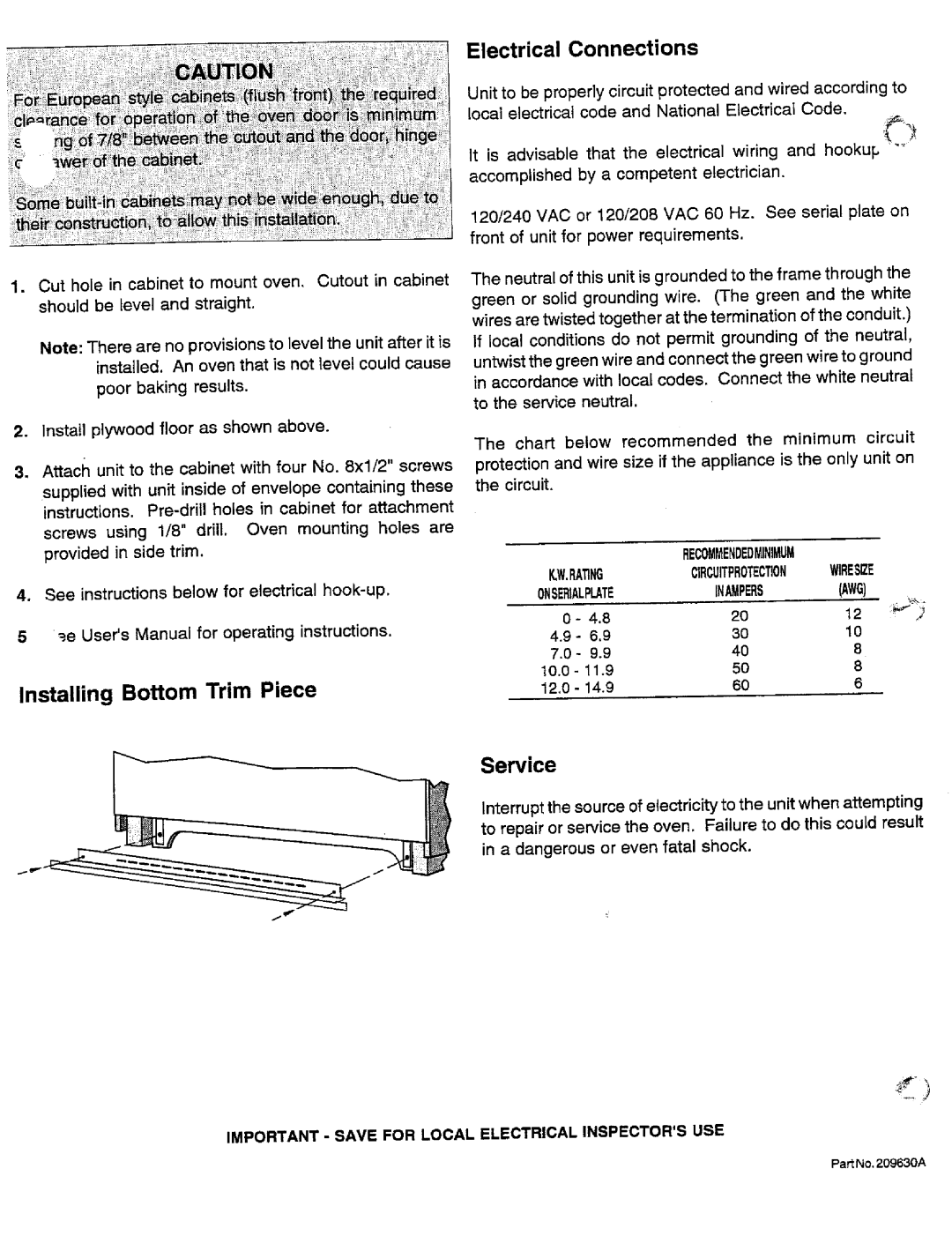 Jenn-Air 209630 dimensions ElectricalConnections 