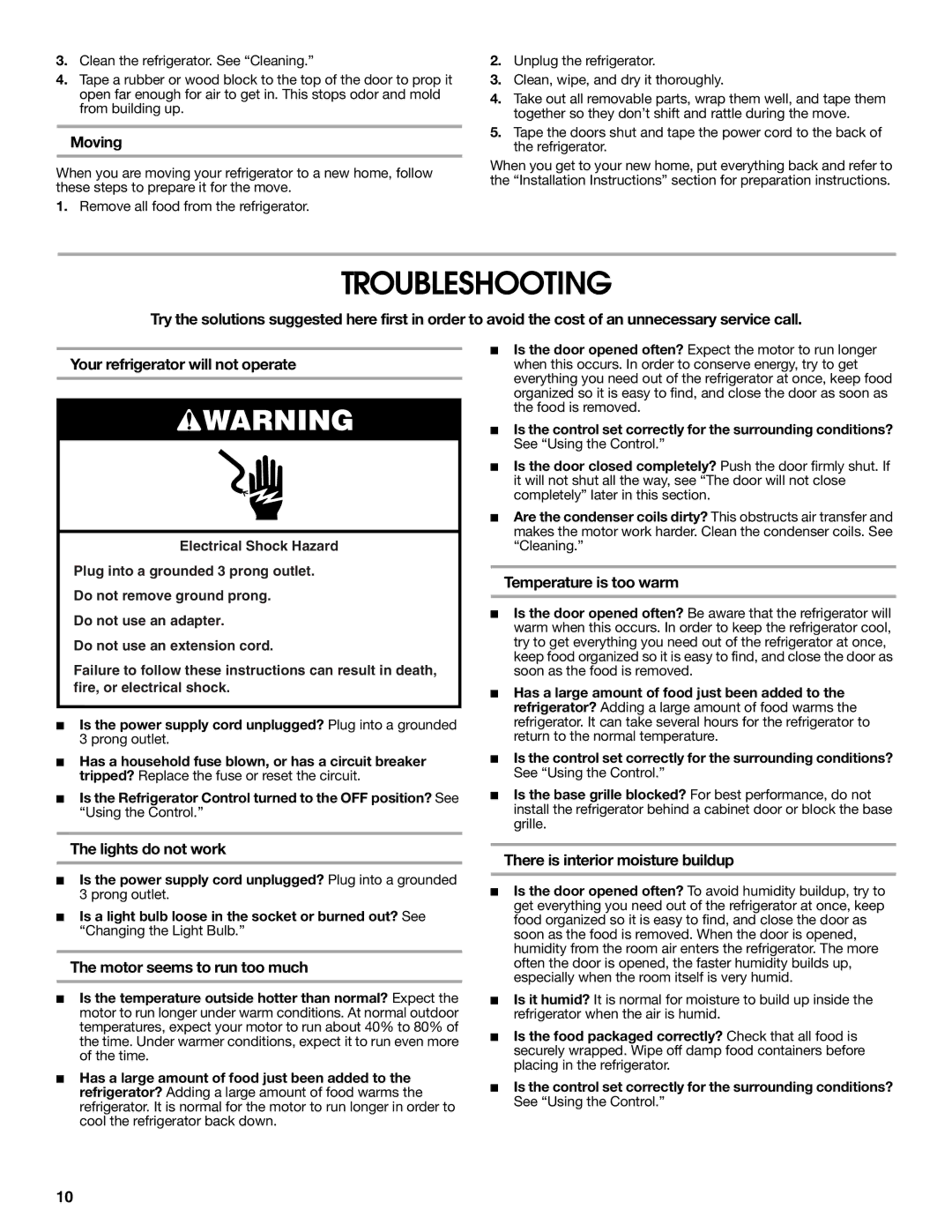 Jenn-Air 2300279C manual Troubleshooting 