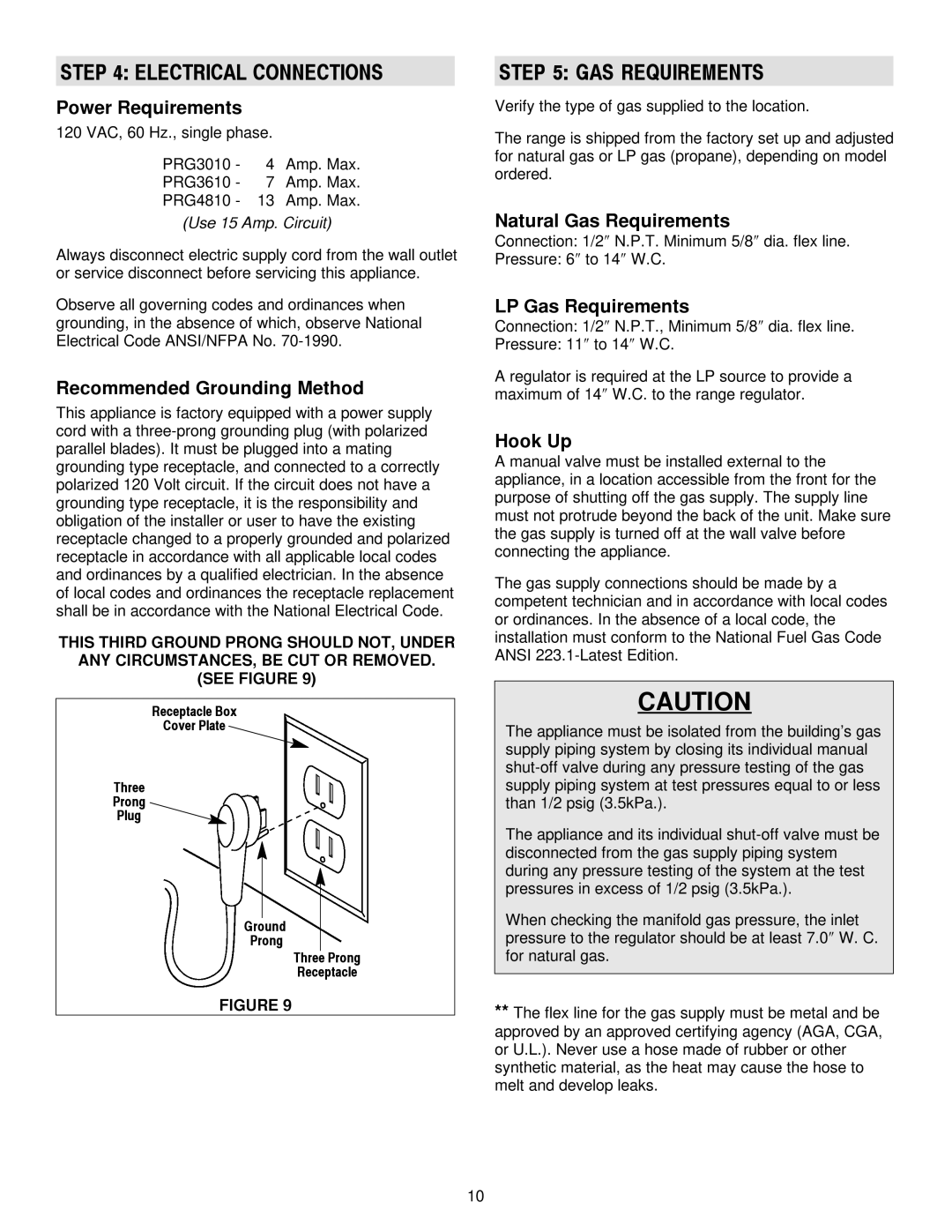 Jenn-Air 36, 30 manual Electrical Connections, GAS Requirements 