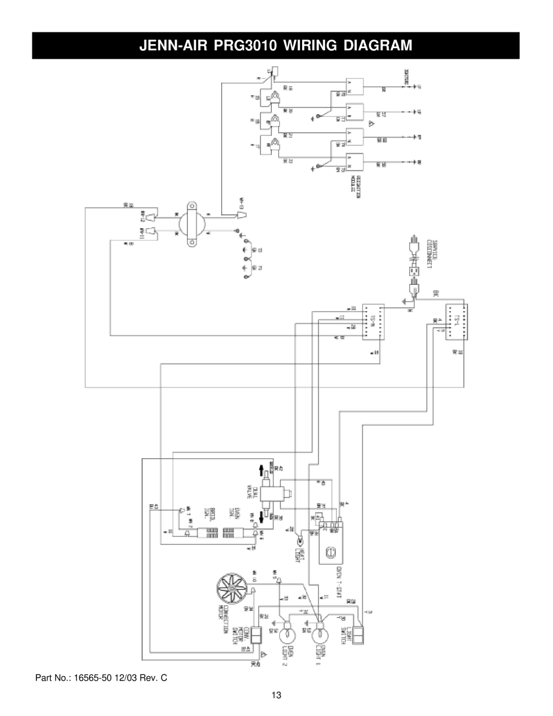 Jenn-Air 36 manual JENN-AIR PRG3010 Wiring Diagram 