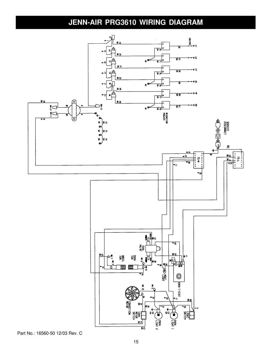 Jenn-Air 30 manual JENN-AIR PRG3610 Wiring Diagram 