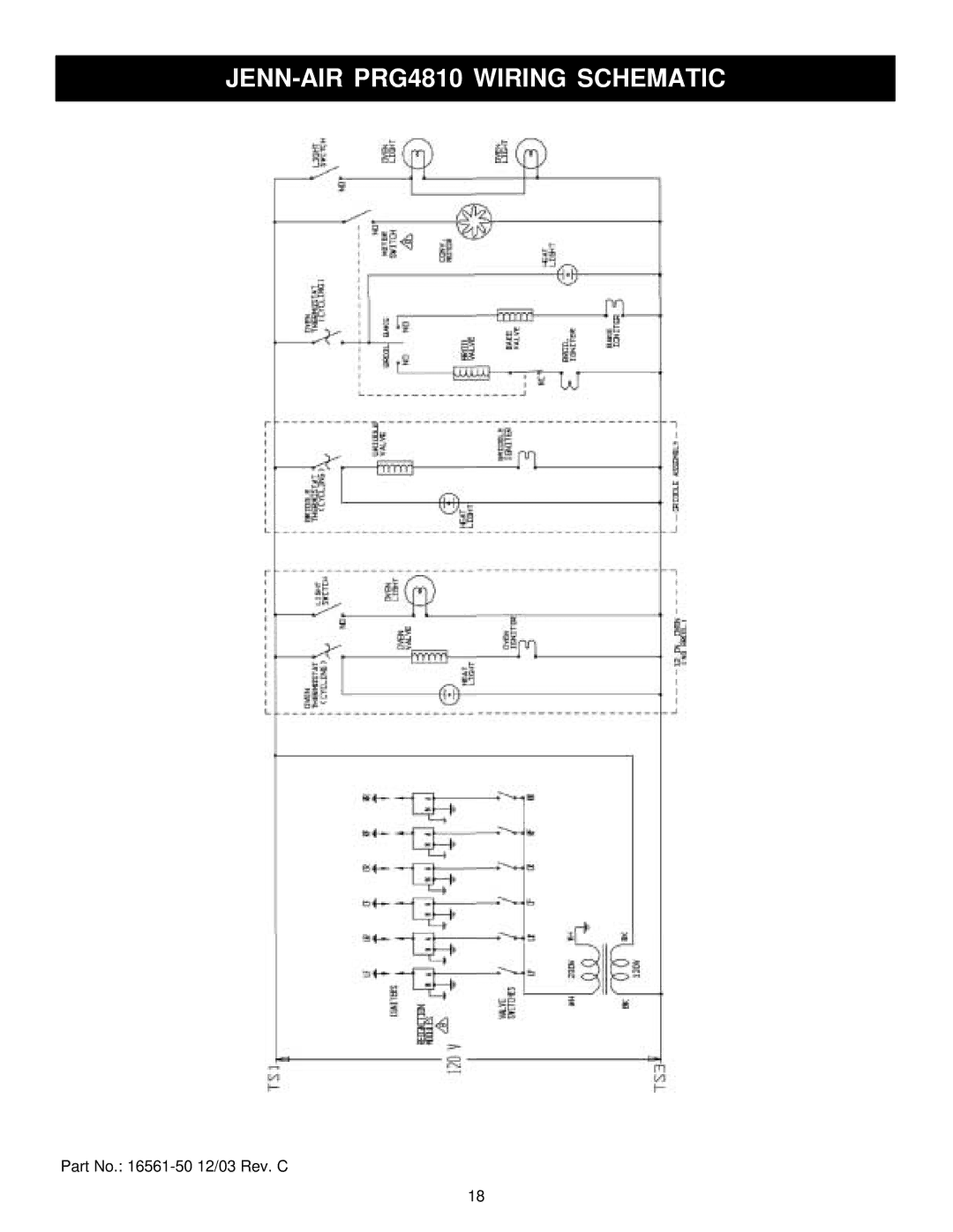 Jenn-Air 36, 30 manual JENN-AIR PRG4810 Wiring Schematic 