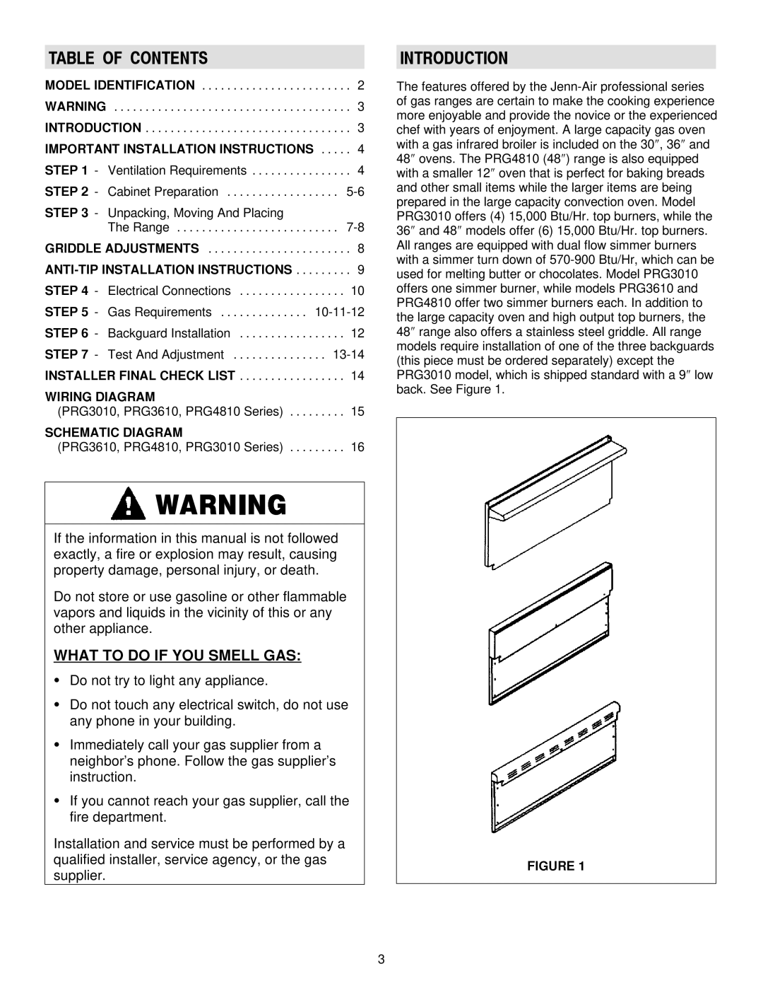 Jenn-Air 30, 36 manual Table of Contents, Introduction 