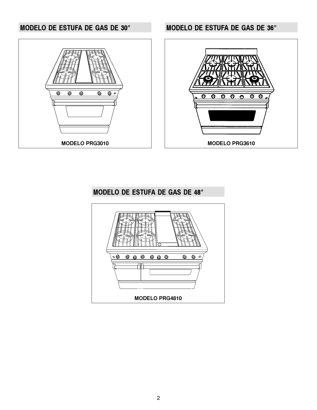 Jenn-Air manual Modelo DE Estufa DE GAS DE, Modelo PRG3010 Modelo PRG3610, Modelo PRG4810 