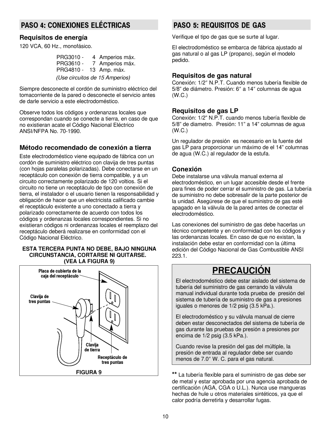 Jenn-Air 36, 30 manual Paso 4 Conexiones Eléctricas, Paso 5 Requisitos DE GAS 