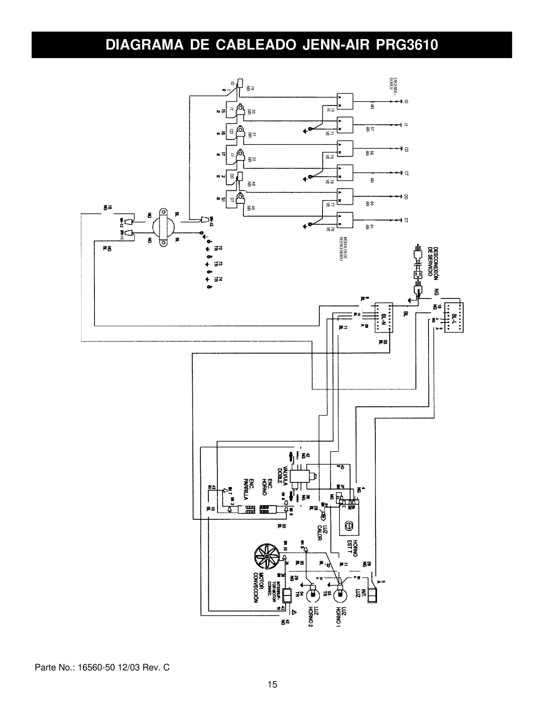 Jenn-Air 30 manual Diagrama DE Cableado JENN-AIR PRG3610 