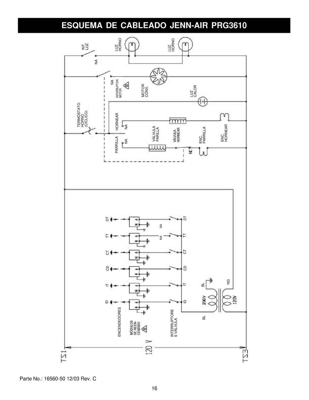 Jenn-Air 36, 30 manual Esquema DE Cableado JENN-AIR 