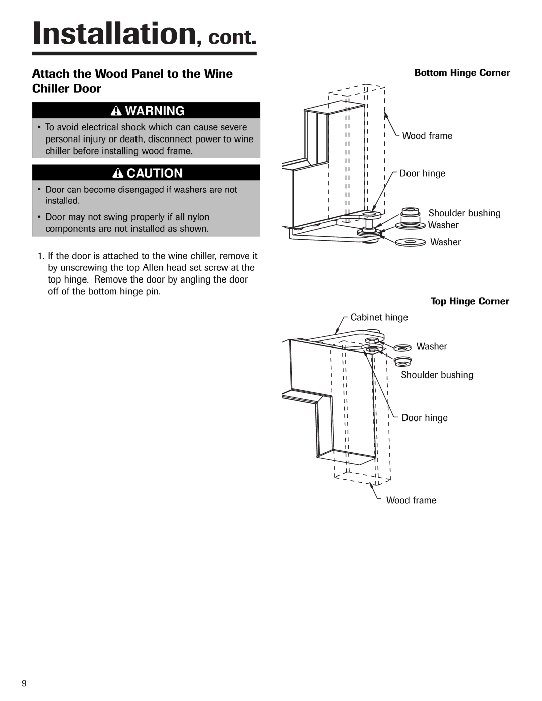 Jenn-Air 41007605 warranty Attach the Wood Panel to the Wine Chiller Door 