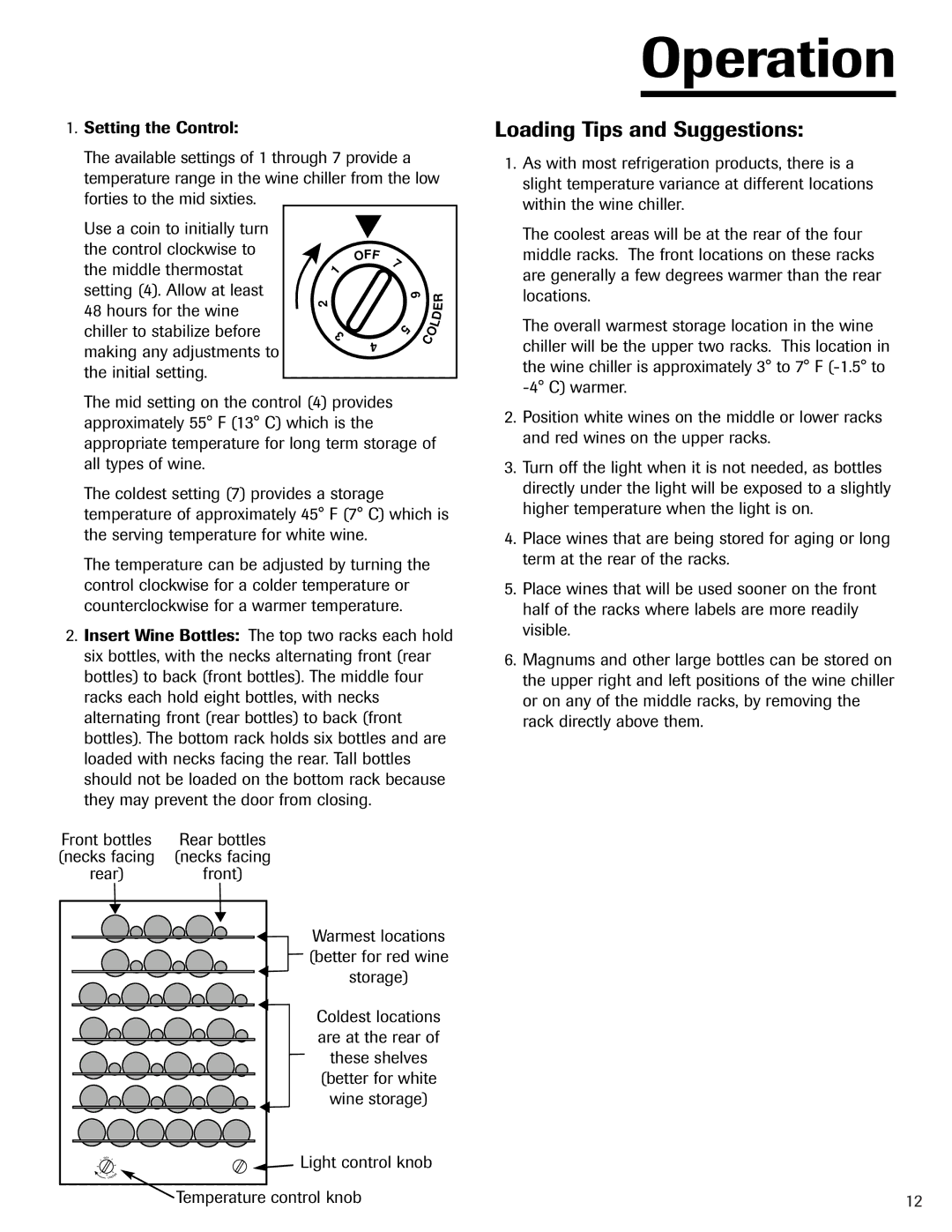 Jenn-Air 41007605 warranty Operation, Loading Tips and Suggestions 