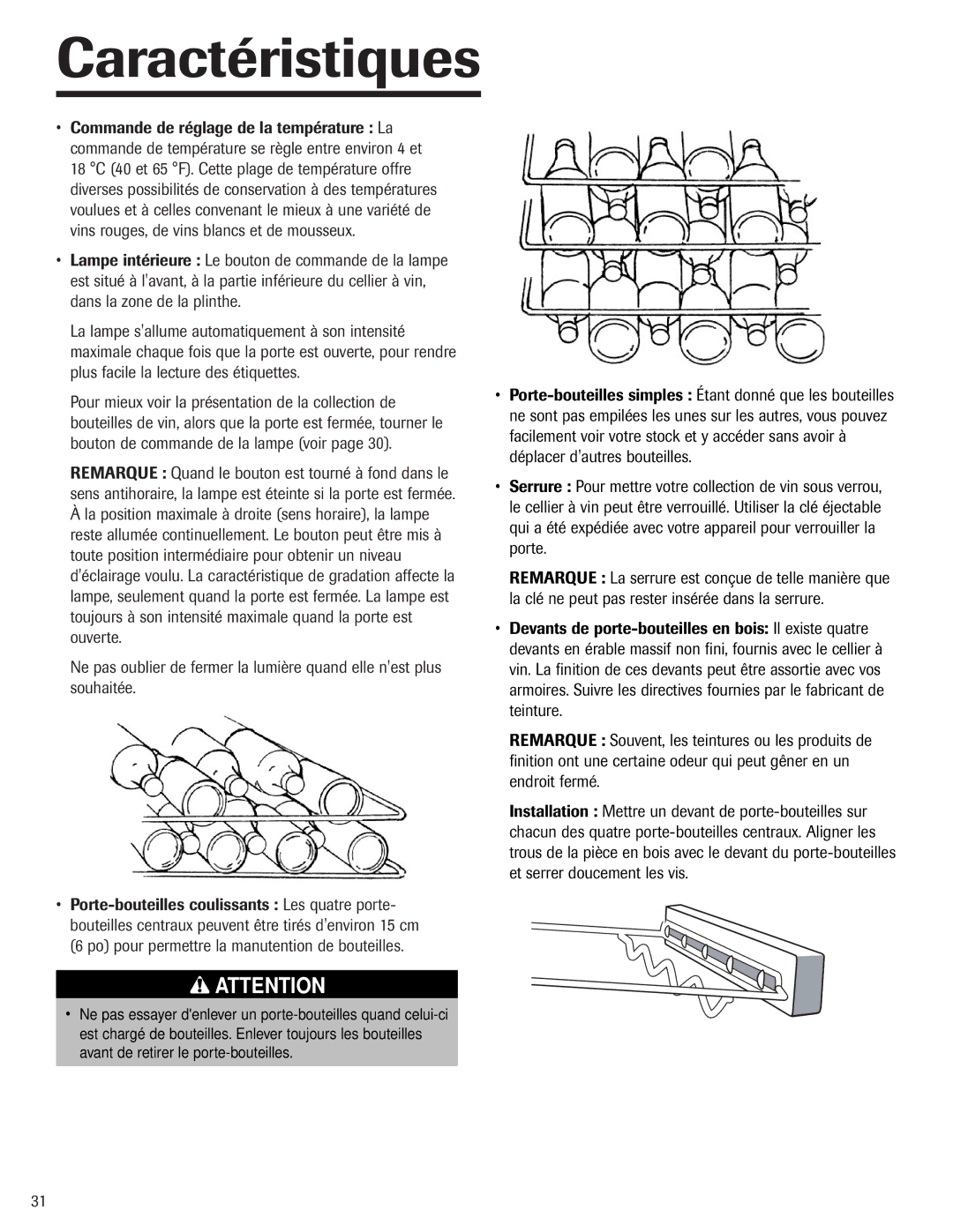 Jenn-Air 41007605 warranty Caractéristiques 