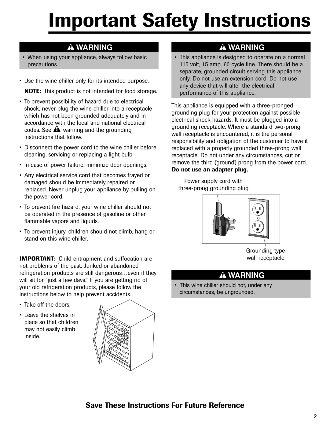 Jenn-Air 41007605 warranty Important Safety Instructions, Save These Instructions For Future Reference 
