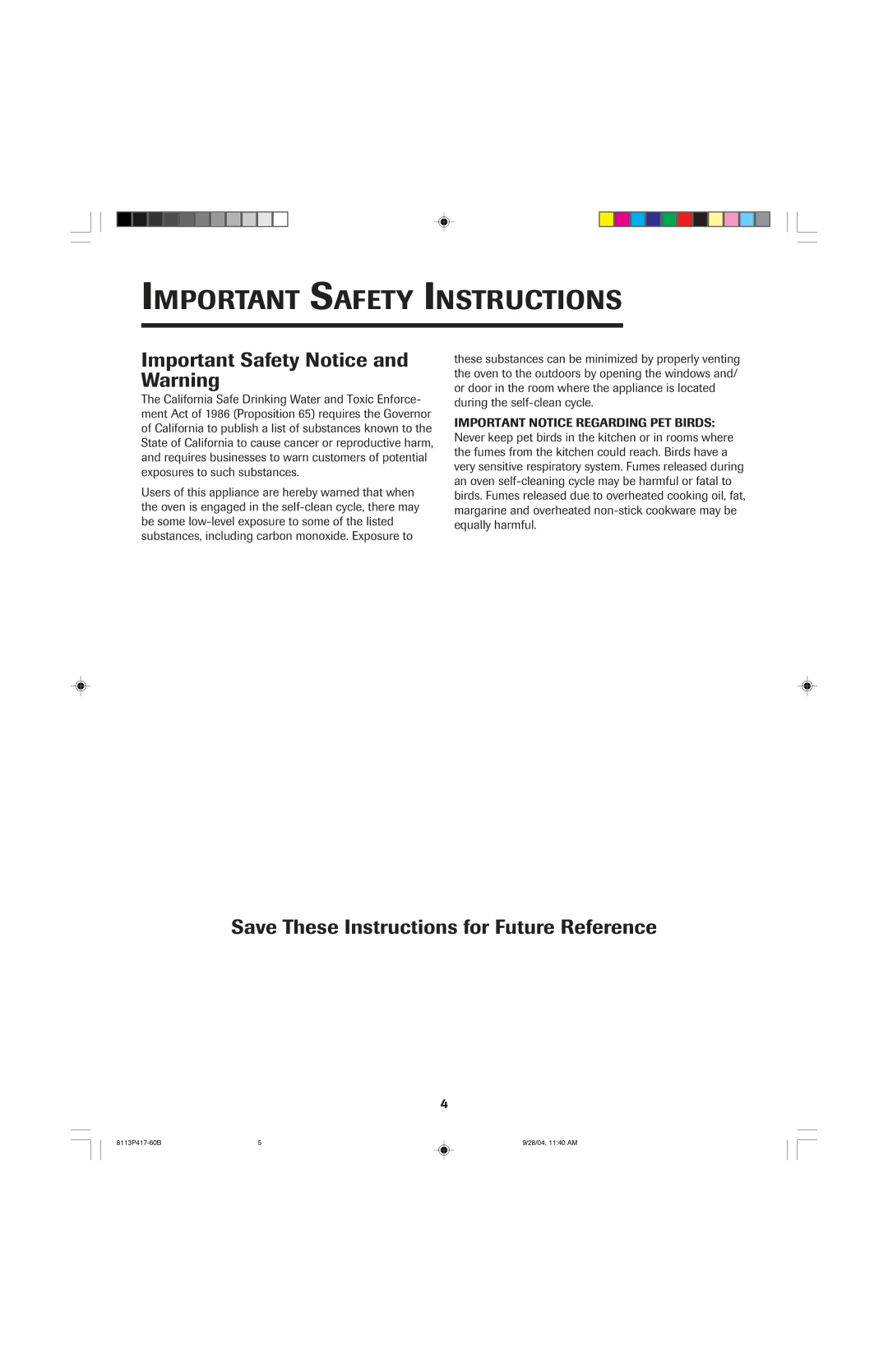 Jenn-Air 800 Important Safety Notice and Warning, Save These Instructions for Future Reference 