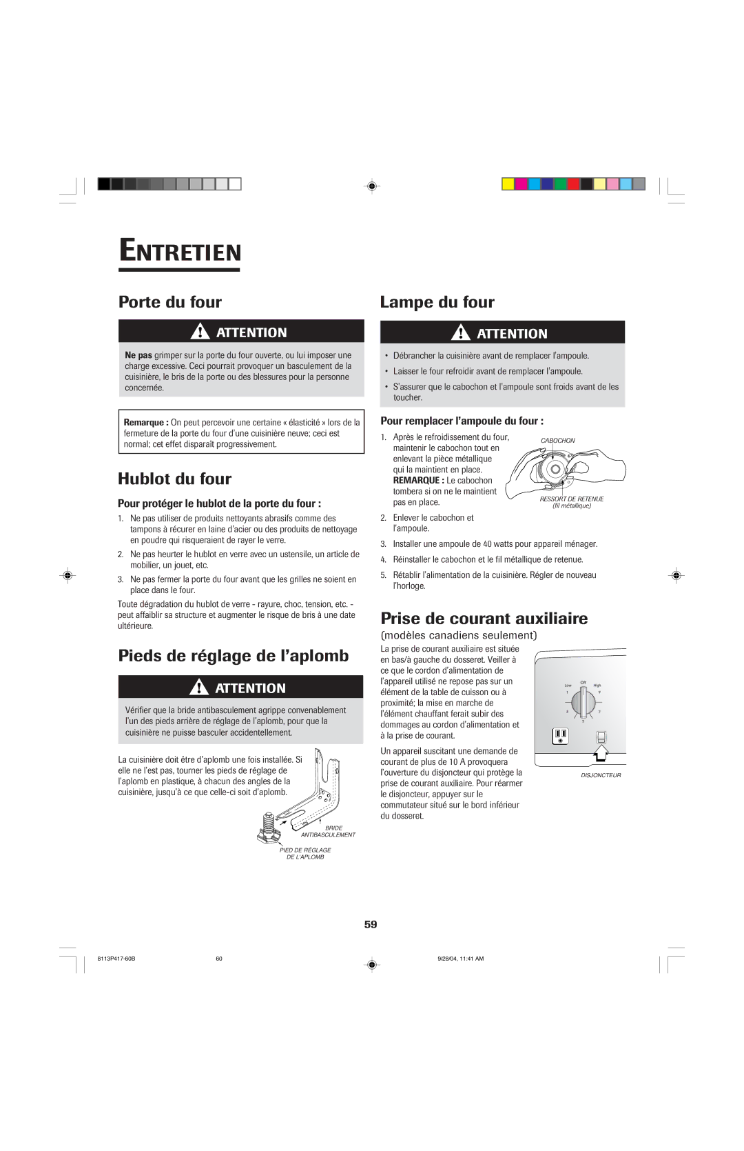 Jenn-Air 800 important safety instructions Entretien 