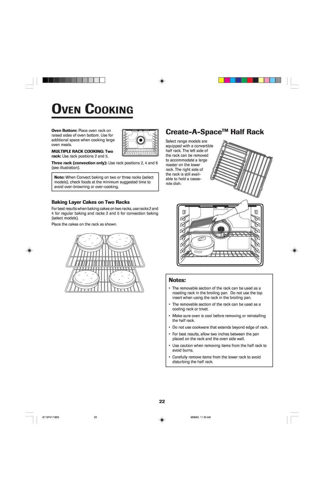 Jenn-Air 800 important safety instructions Create-A-SpaceTM Half Rack, Baking Layer Cakes on Two Racks, Oven Cooking 