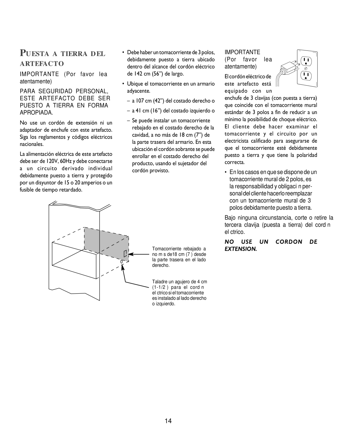 Jenn-Air 8101P549-60 specifications Puesta a Tierra DEL Artefacto, Importante Por favor lea atentamente, Equipado con un 