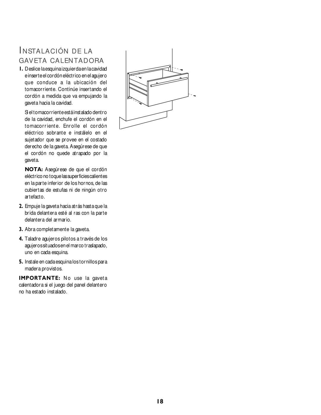 Jenn-Air 8101P549-60 specifications Instalación DE LA Gaveta Calentadora, Abra completamente la gaveta 