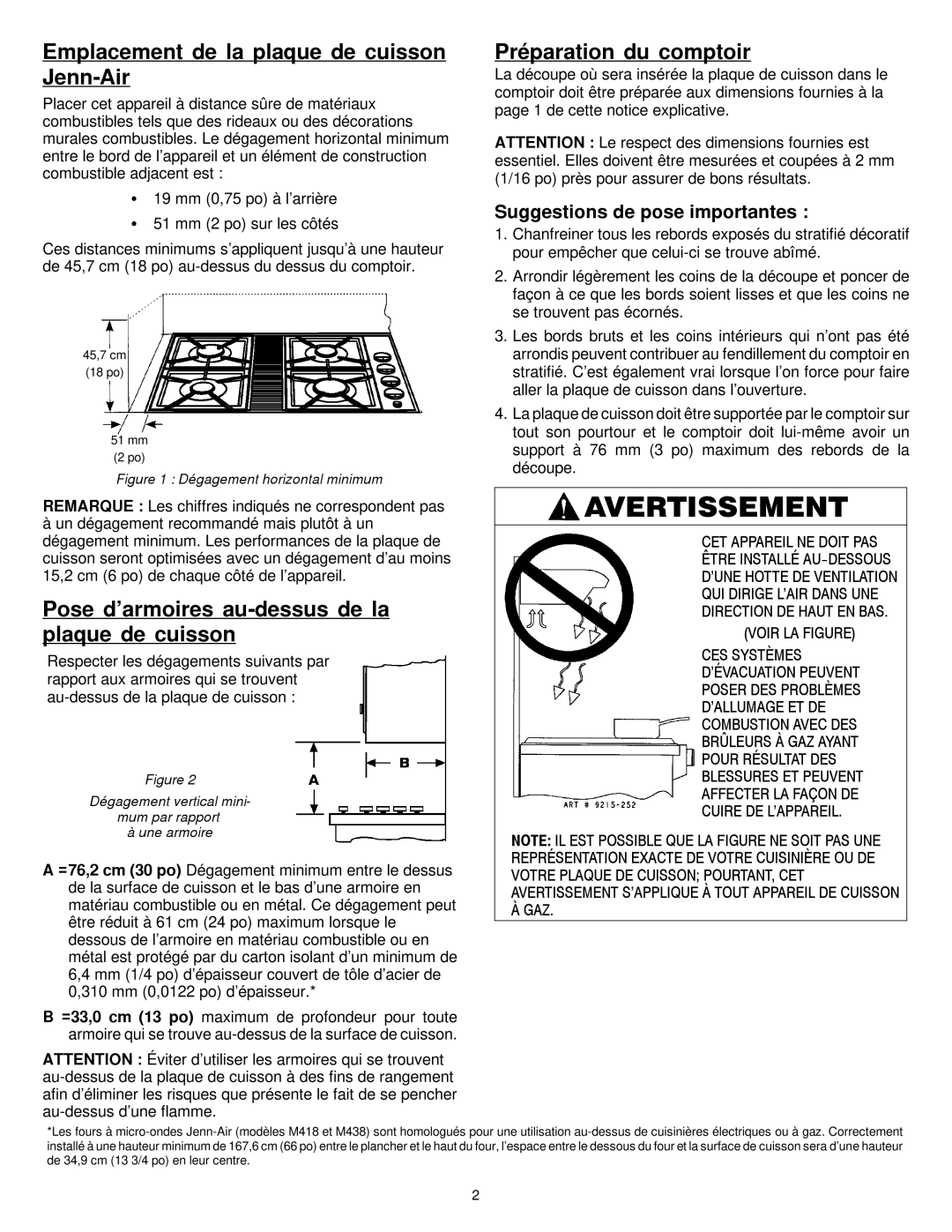 Jenn-Air 8101P575-60 dimensions Emplacement de la plaque de cuisson Jenn-Air, Préparation du comptoir 