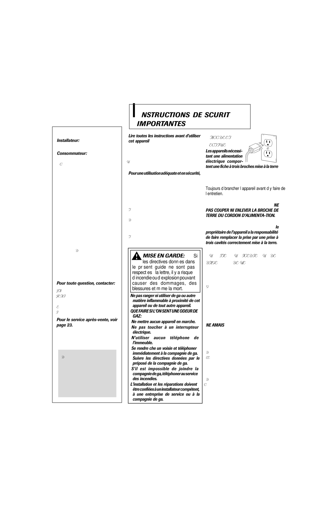 Jenn-Air 8111P535-60 important safety instructions Instructions DE Sécurité Importantes, Raccordement Électrique 