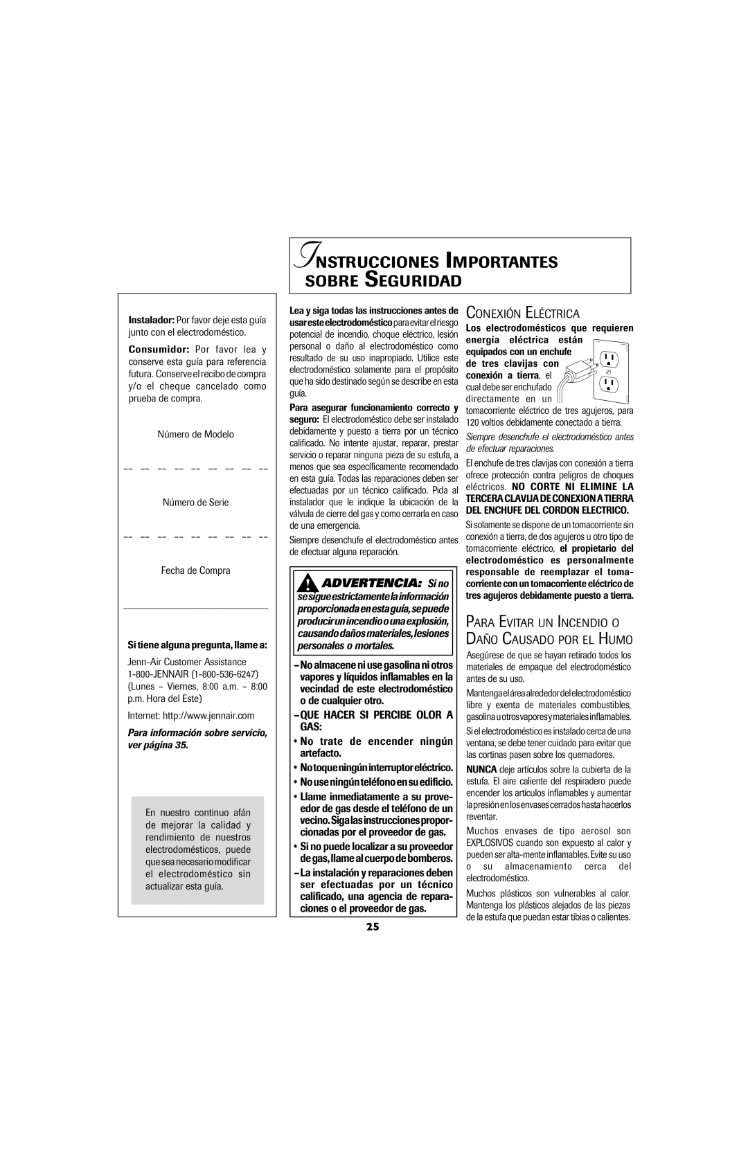 Jenn-Air 8111P535-60 Instrucciones Importantes Sobre Seguridad, Conexión Eléctrica, Notoqueningúninterruptoreléctrico 