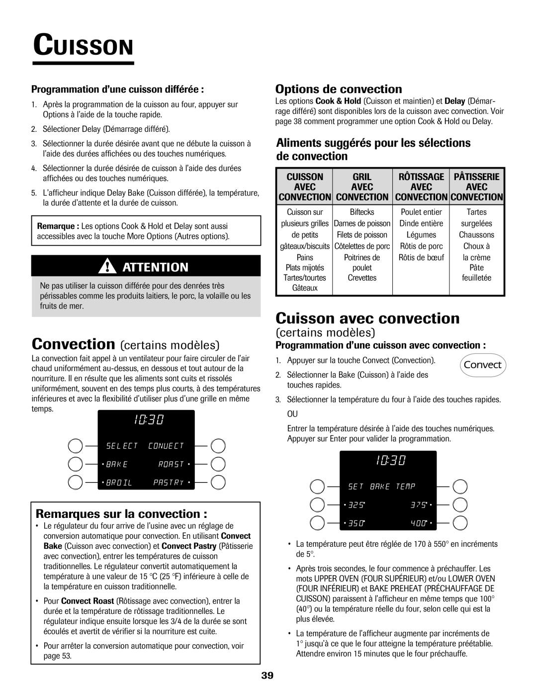 Jenn-Air 8112P212-60 warranty Cuisson avec convection 