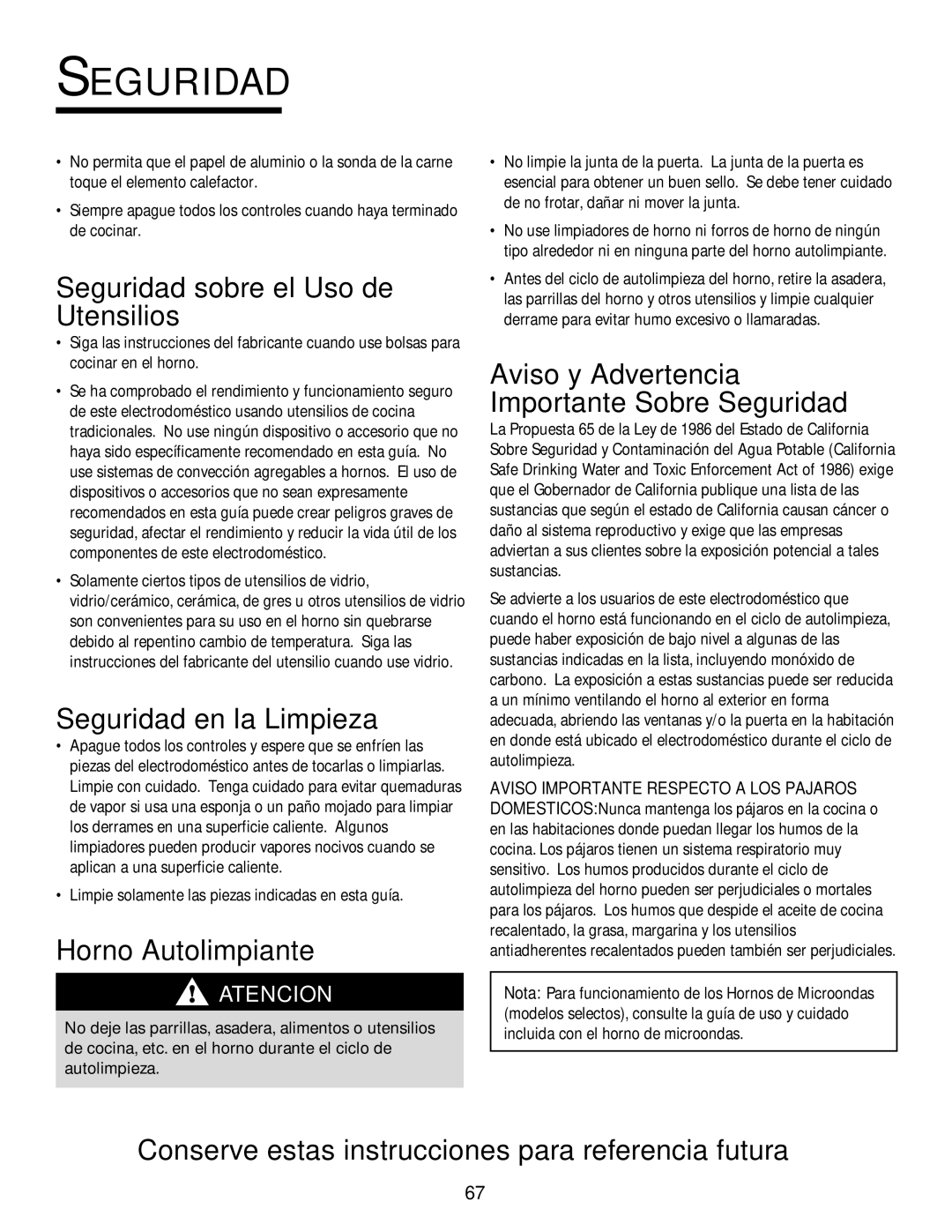 Jenn-Air 8112P212-60 warranty Seguridad sobre el Uso de Utensilios, Seguridad en la Limpieza, Horno Autolimpiante 