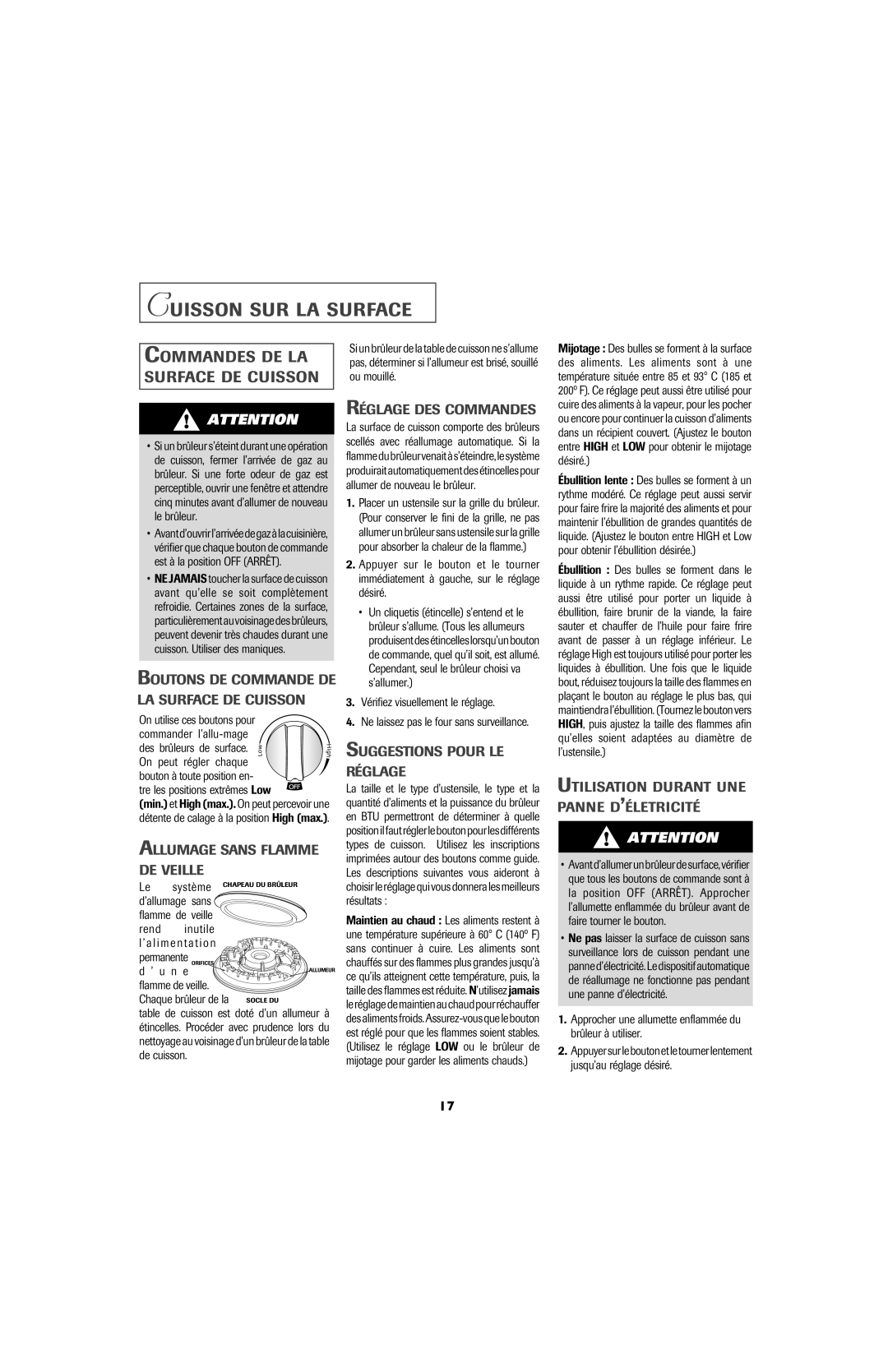 Jenn-Air 8112P341-60 important safety instructions Cuisson SUR LA Surface 