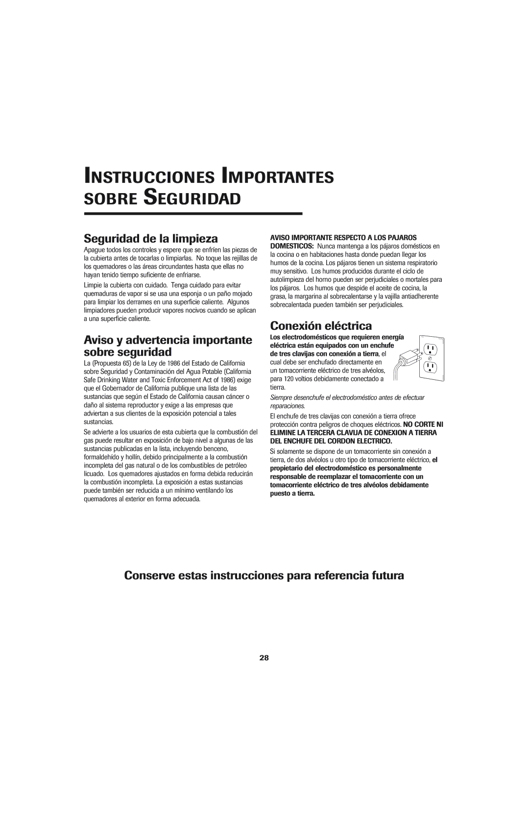 Jenn-Air 8112P342-60 Seguridad de la limpieza, Aviso y advertencia importante sobre seguridad, Conexión eléctrica 