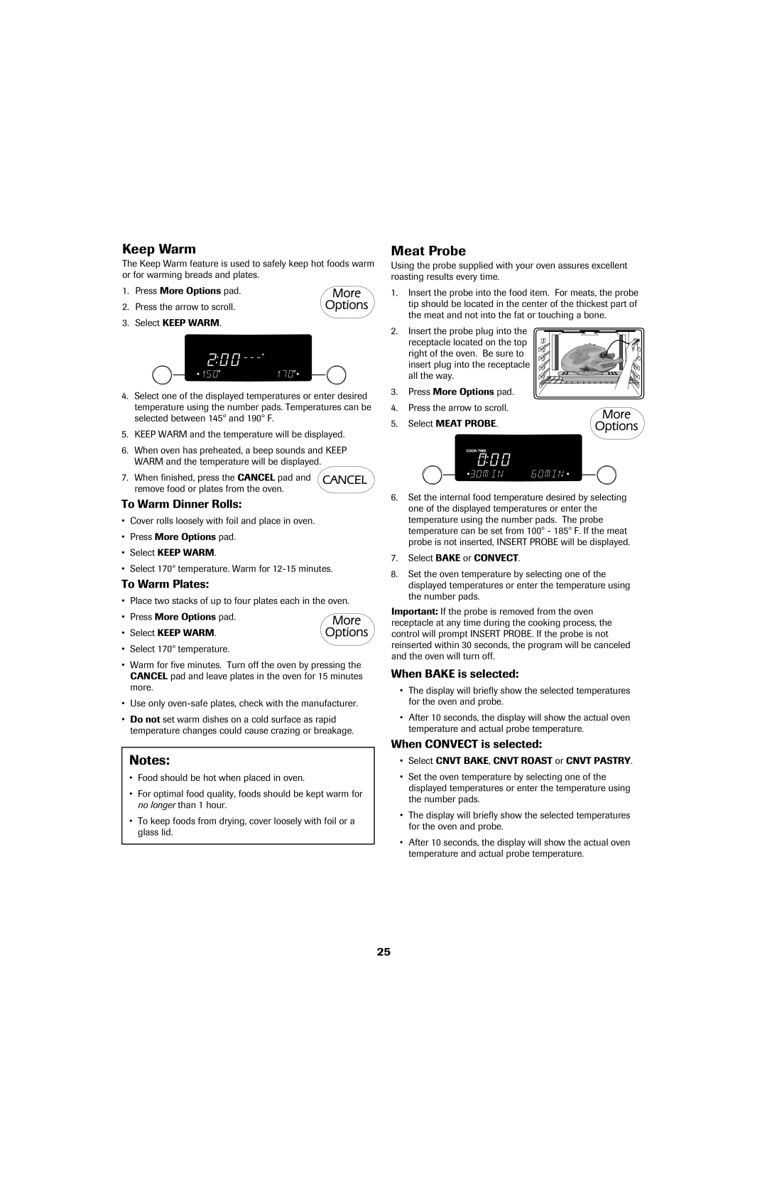 Jenn-Air 8113P753-60 important safety instructions Keep Warm, Meat Probe 