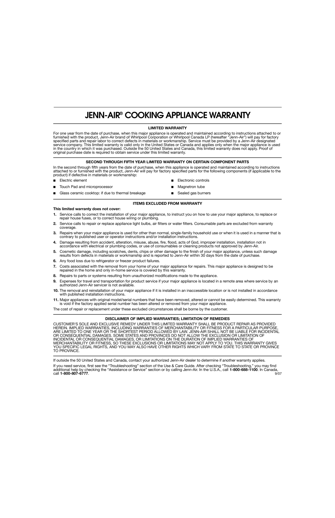 Jenn-Air 8113P753-60 important safety instructions JENN-AIRCOOKING Appliance Warranty 