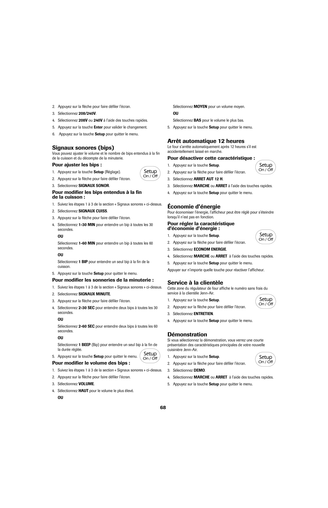 Jenn-Air 8113P753-60 Signaux sonores bips, Arrêt automatique 12 heures, Économie d’énergie, Service à la clientèle 