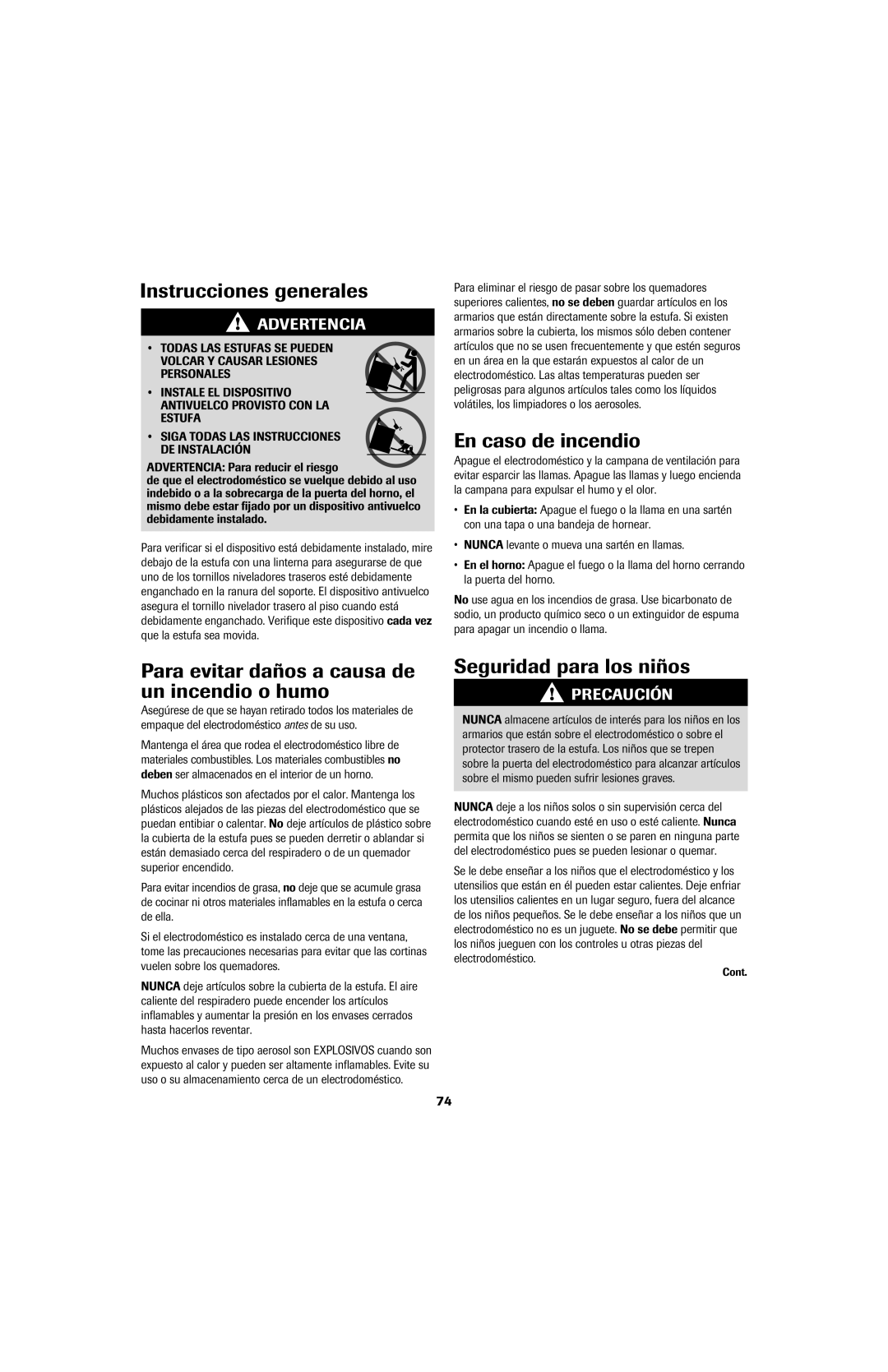 Jenn-Air 8113P753-60 Instrucciones generales, En caso de incendio, Para evitar daños a causa de un incendio o humo 