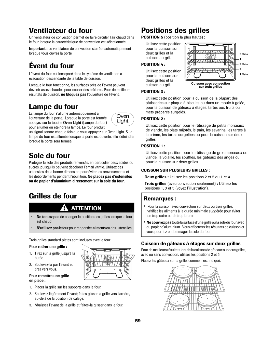 Jenn-Air 8113P754-60 Ventilateur du four, Évent du four, Lampe du four, Sole du four, Grilles de four 