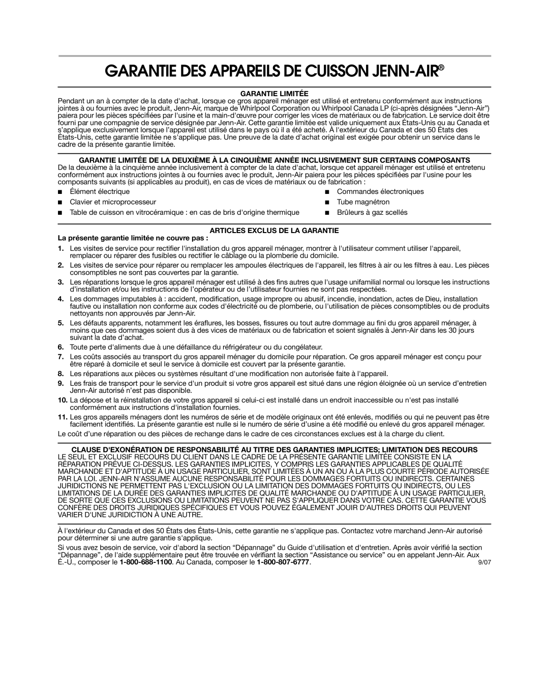 Jenn-Air 8113P754-60 important safety instructions Garantie DES Appareils DE Cuisson JENN-AIR 