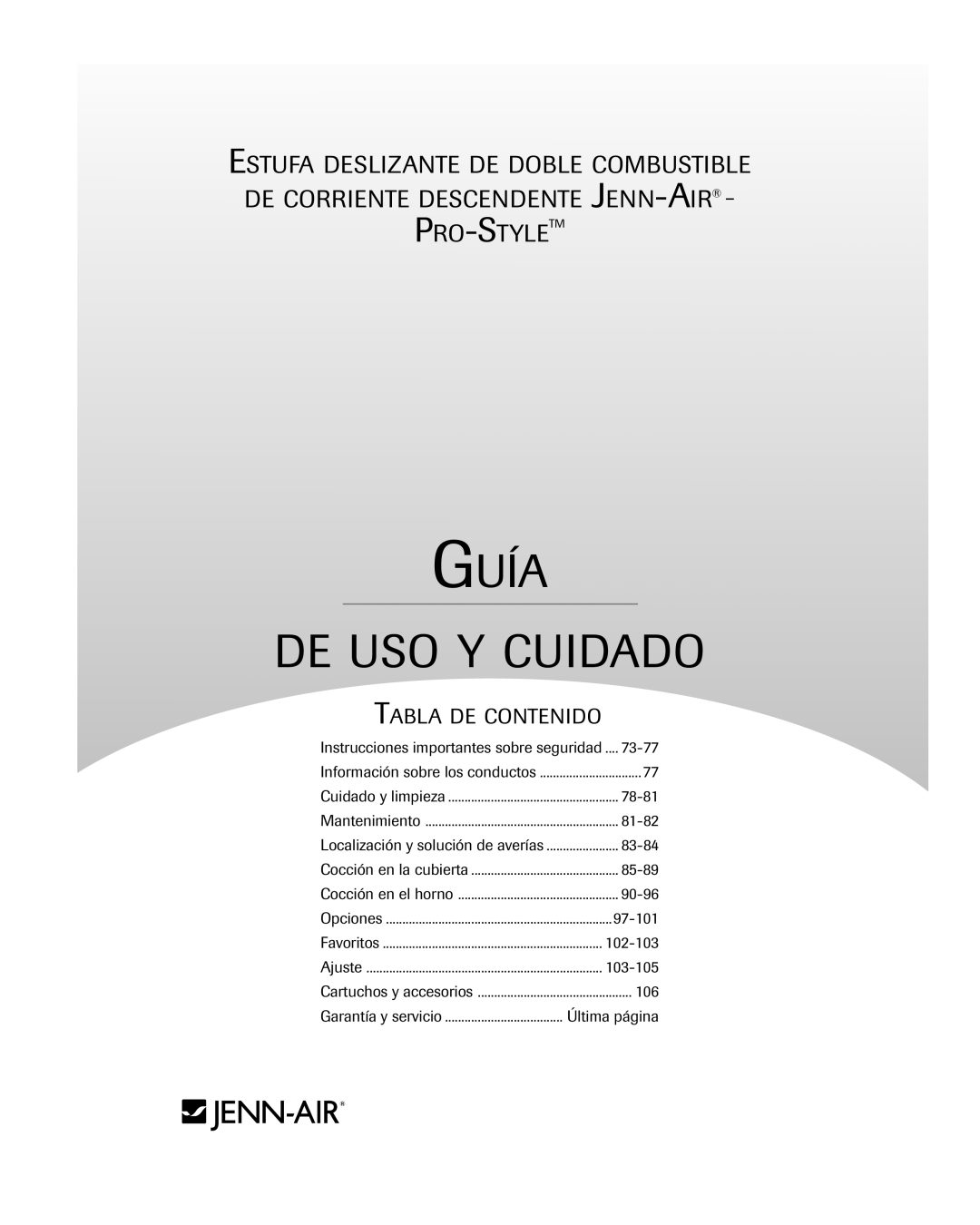 Jenn-Air 8113P754-60 Instrucciones importantes sobre seguridad, 102-103, 103-105, Última página 