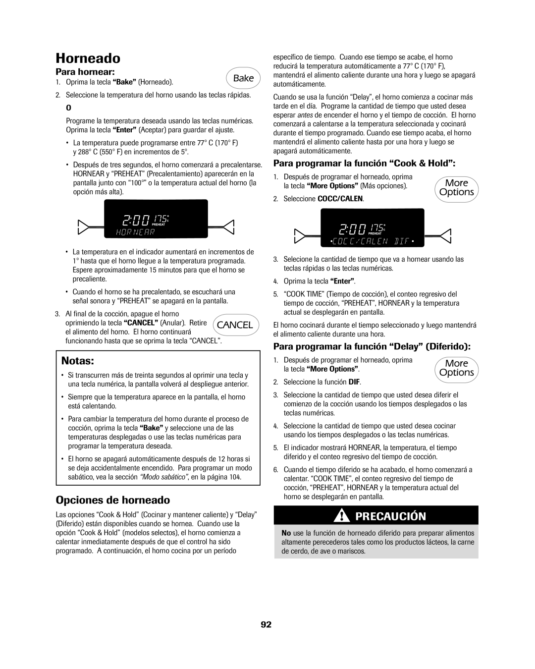 Jenn-Air 8113P754-60 Horneado, Opciones de horneado, Para hornear, Para programar la función Cook & Hold 