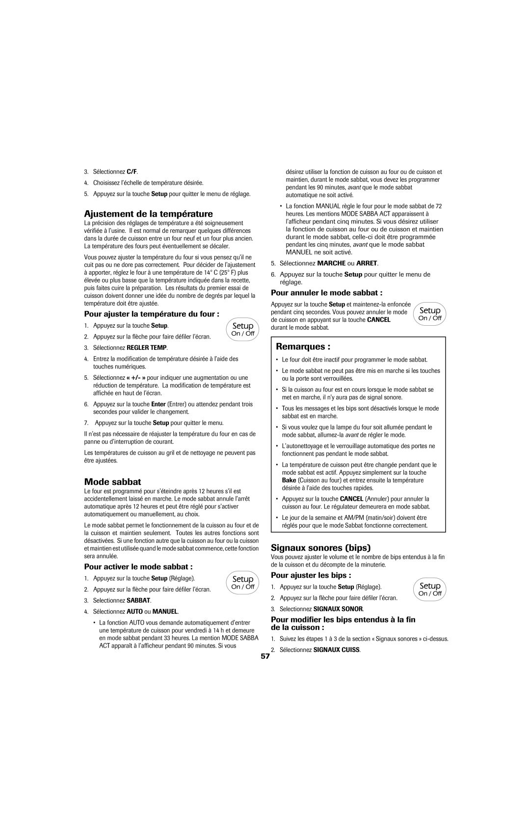 Jenn-Air 8113P757-60 important safety instructions Ajustement de la température, Mode sabbat, Signaux sonores bips 