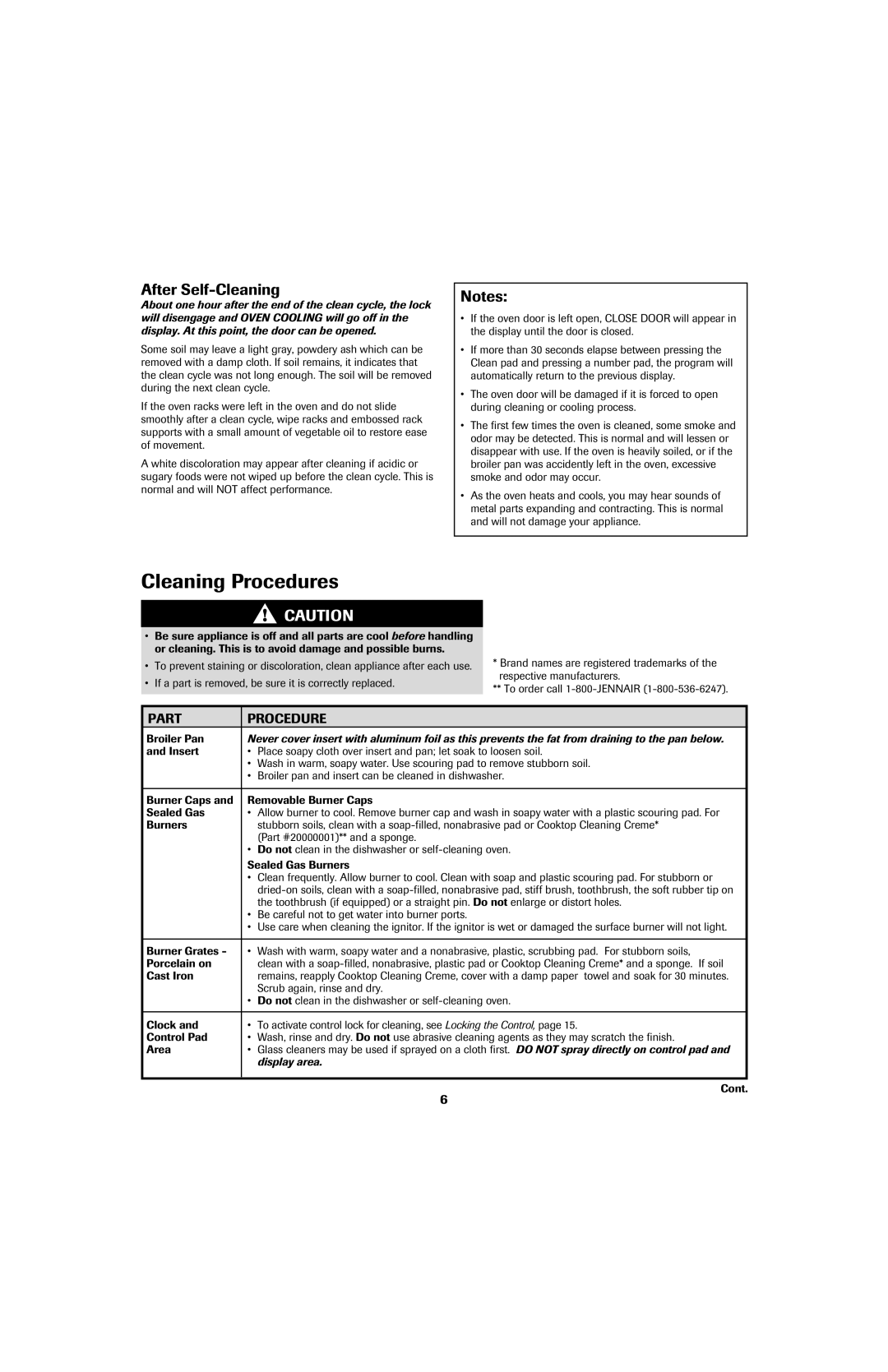 Jenn-Air 8113P757-60 important safety instructions Cleaning Procedures, After Self-Cleaning, Part Procedure, Broiler Pan 