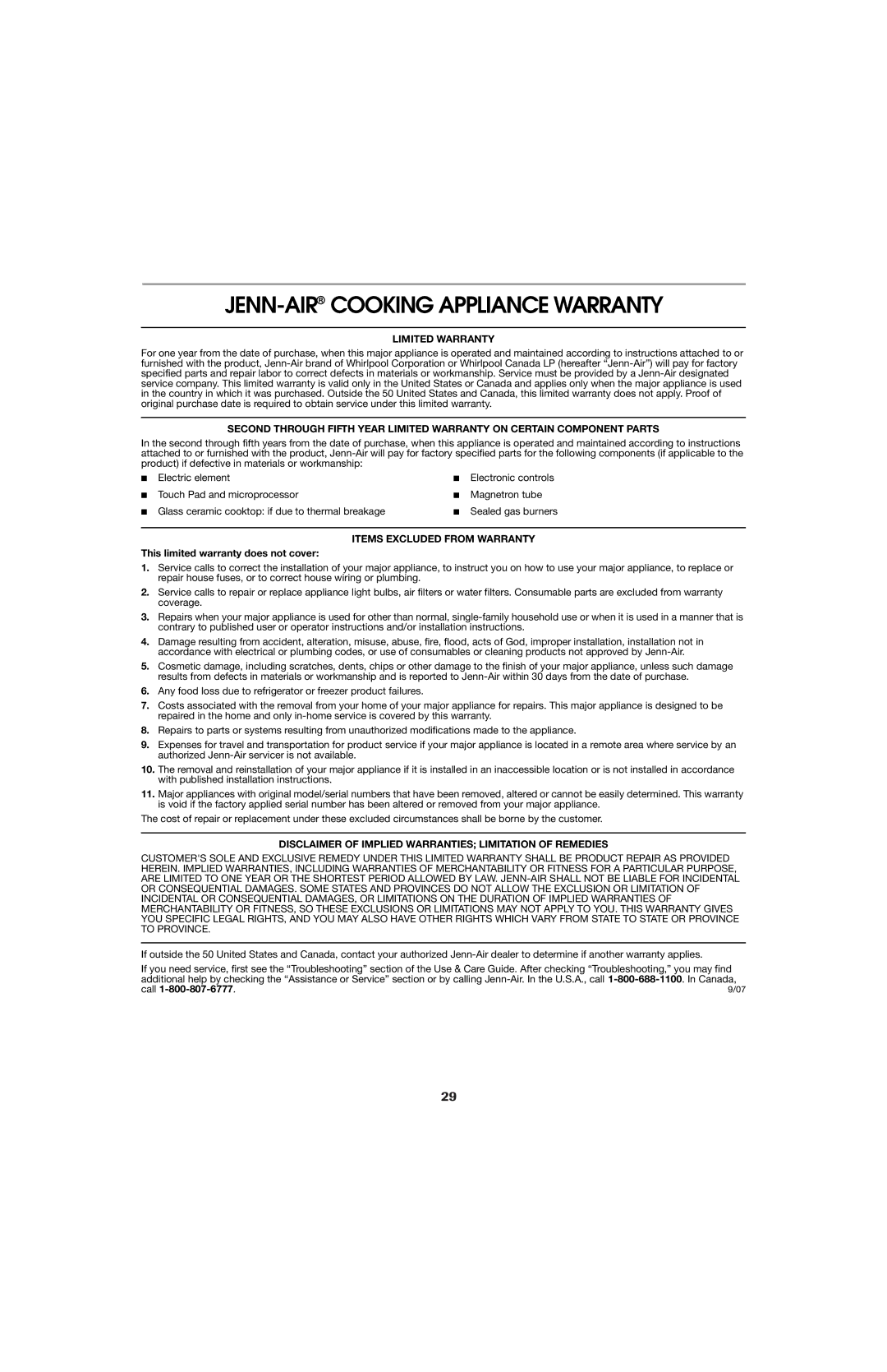 Jenn-Air 8113P759-60 important safety instructions JENN-AIRCOOKING Appliance Warranty 