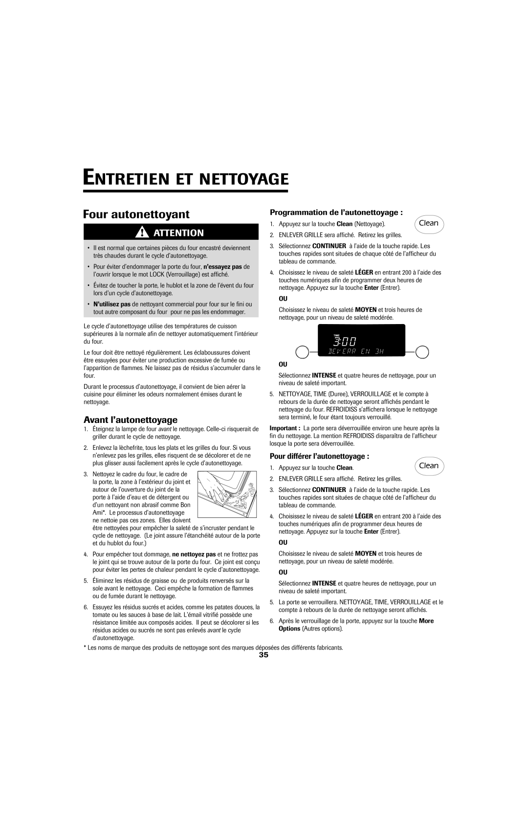 Jenn-Air 8113P759-60 Entretien ET Nettoyage, Avant l’autonettoyage, Programmation de l’autonettoyage 