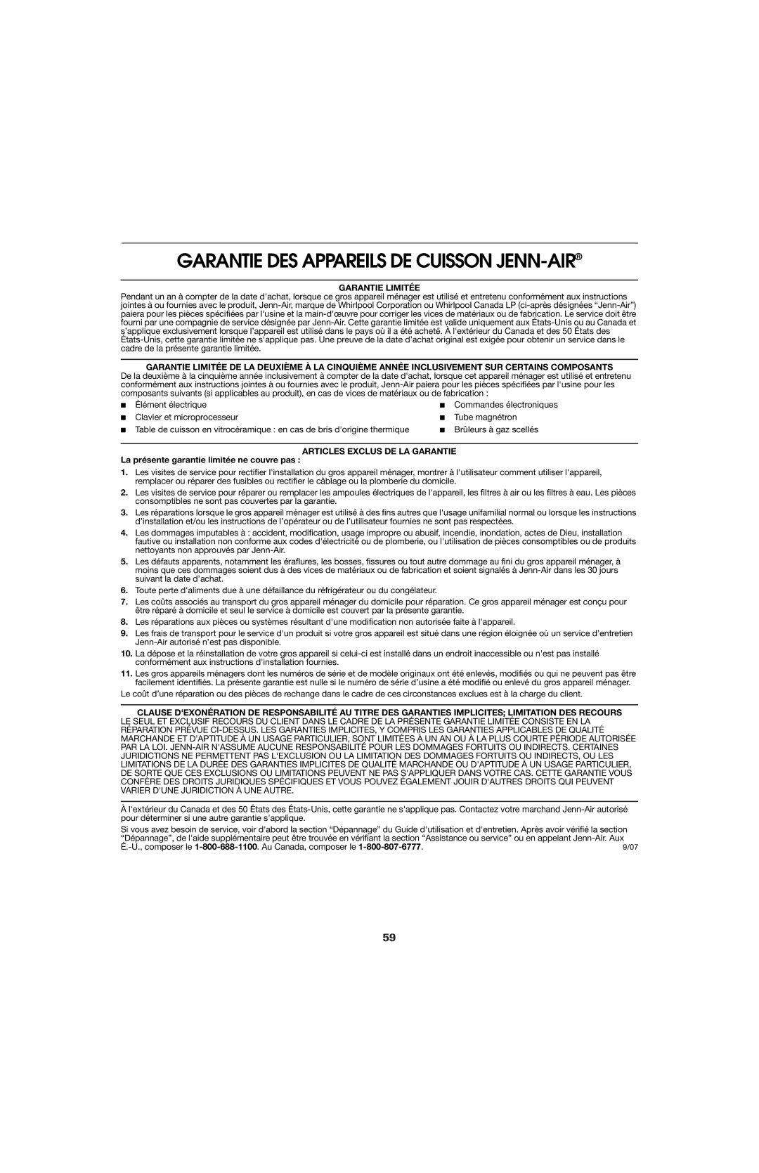 Jenn-Air 8113P759-60 important safety instructions Garantie DES Appareils DE Cuisson JENN-AIR 