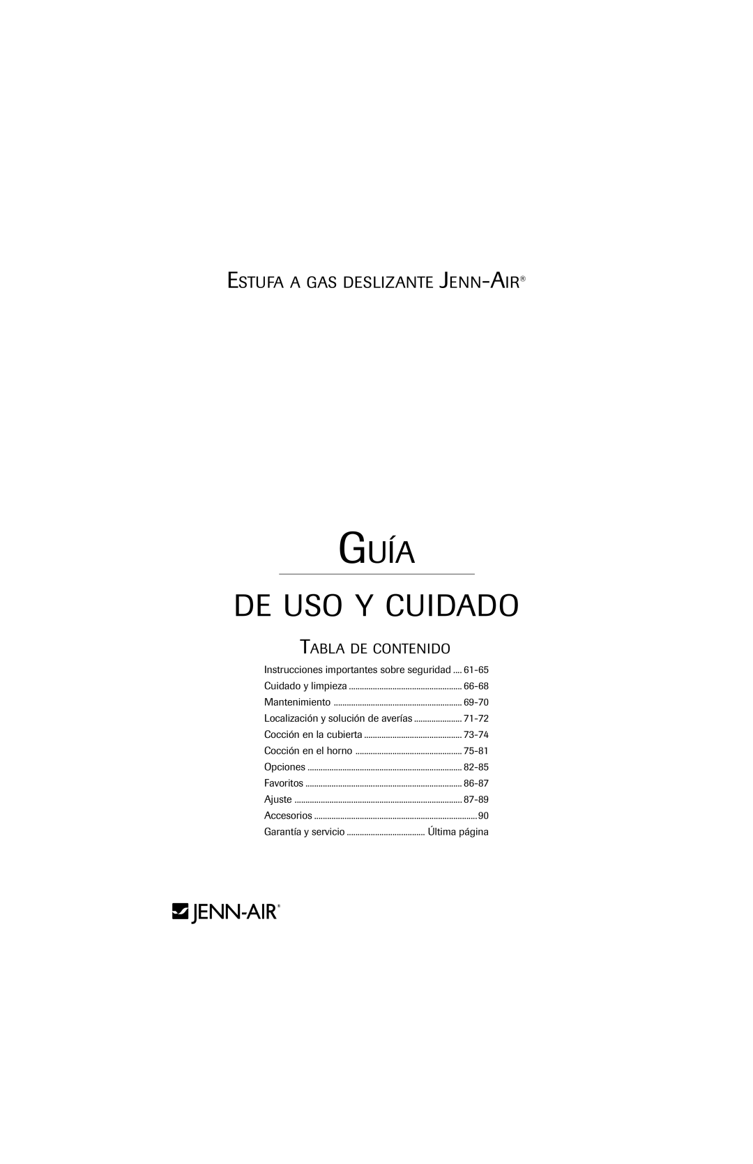 Jenn-Air 8113P759-60 important safety instructions Guía DE USO Y Cuidado, Última página 