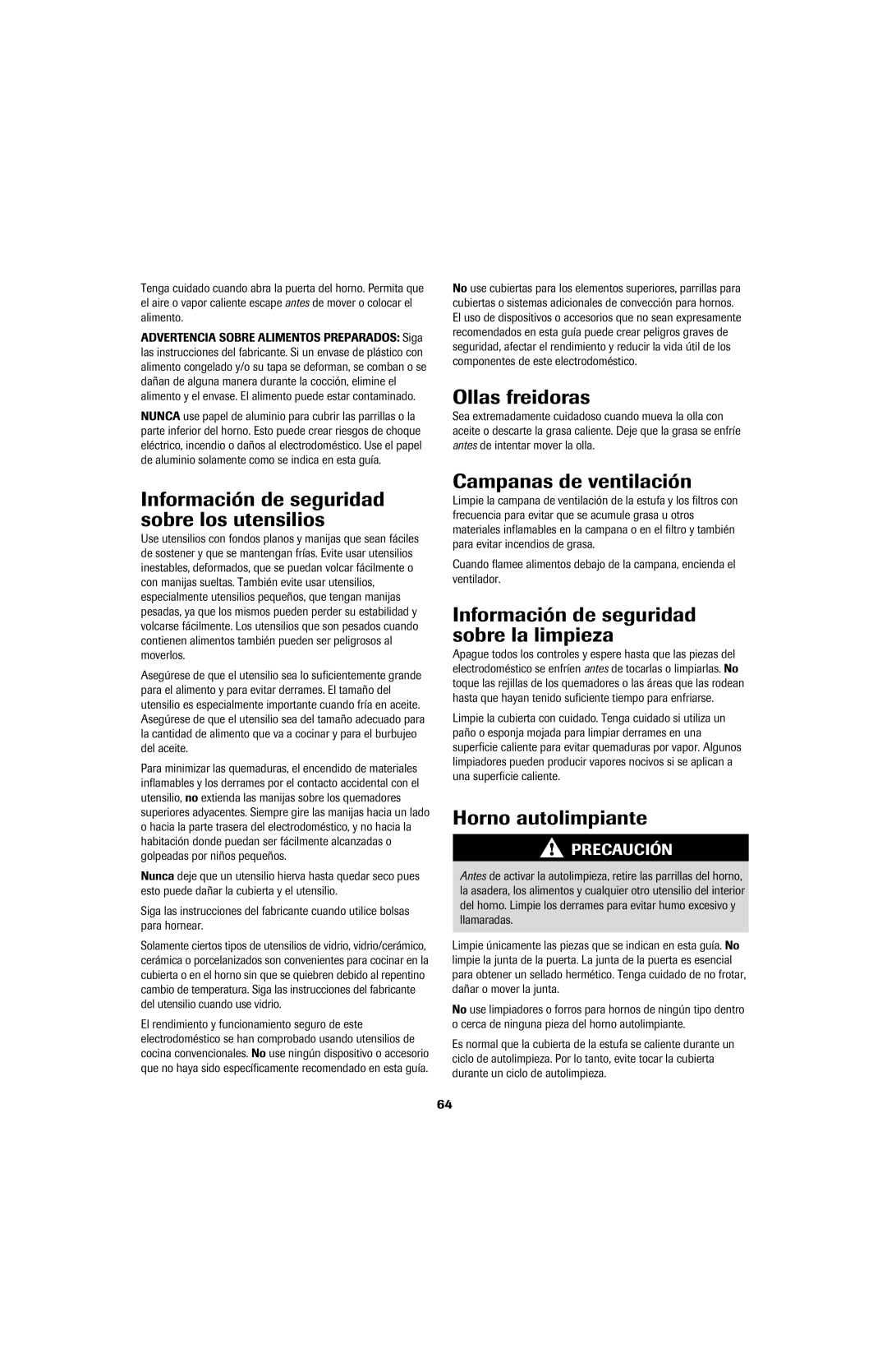 Jenn-Air 8113P759-60 Información de seguridad sobre los utensilios, Ollas freidoras, Campanas de ventilación 