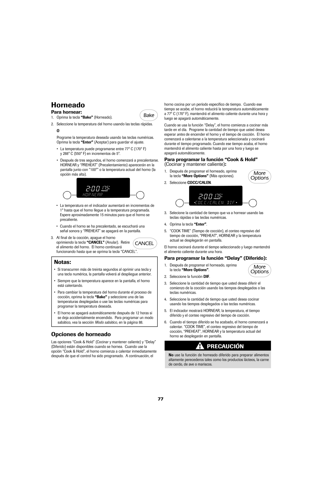Jenn-Air 8113P759-60 Horneado, Opciones de horneado, Para hornear, Para programar la función Delay Diferido 