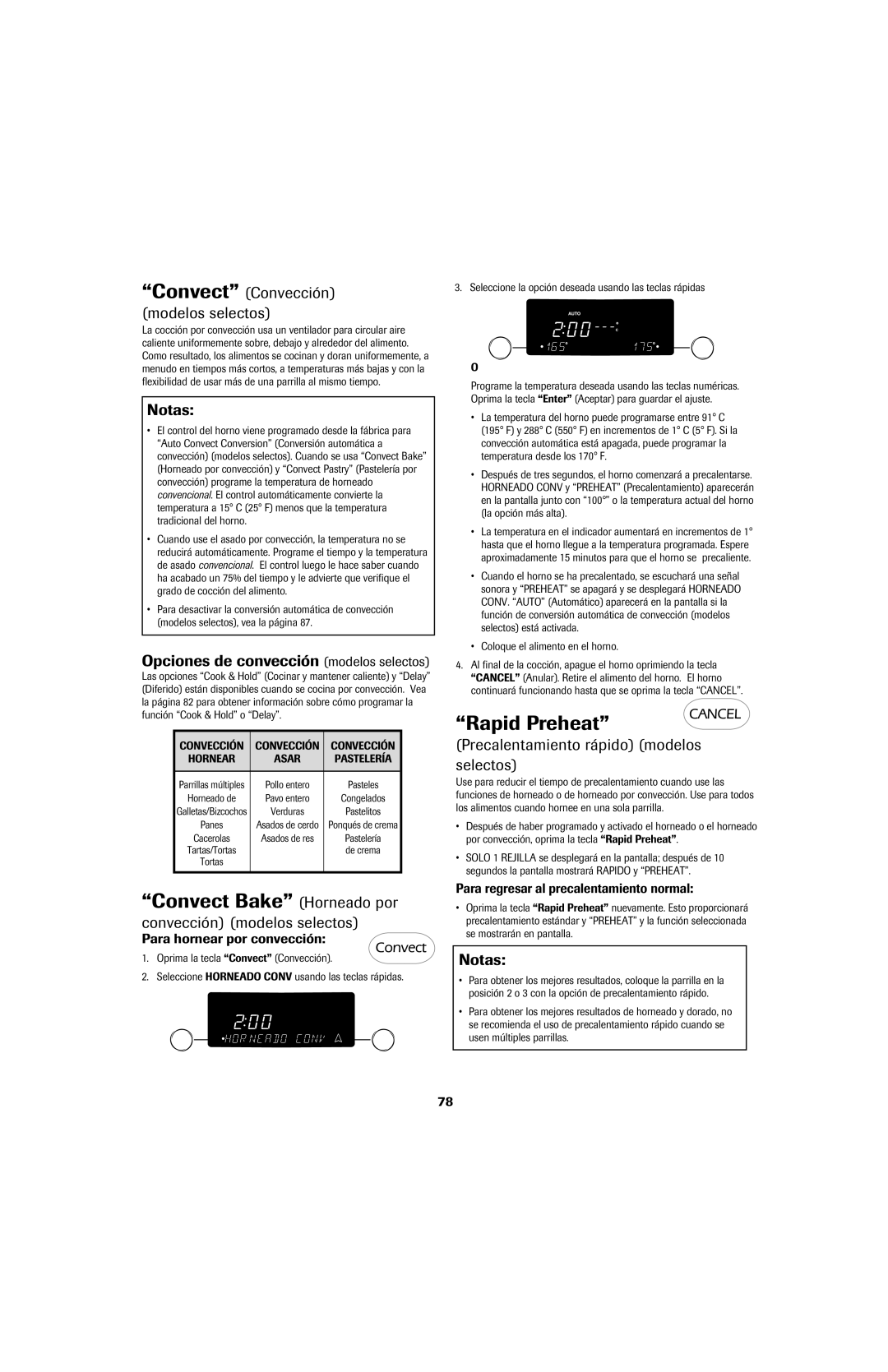 Jenn-Air 8113P759-60 important safety instructions Convect Bake Horneado por, Rapid Preheat 