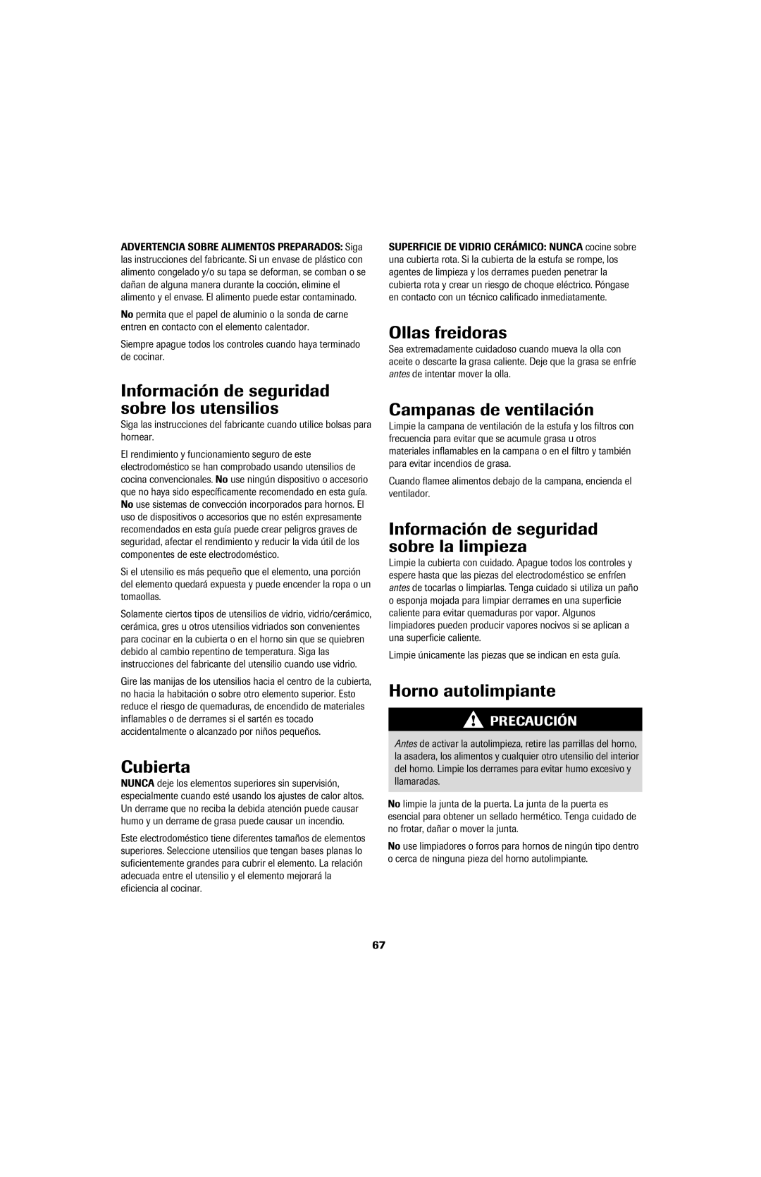 Jenn-Air air filter Información de seguridad sobre los utensilios, Cubierta, Ollas freidoras, Campanas de ventilación 