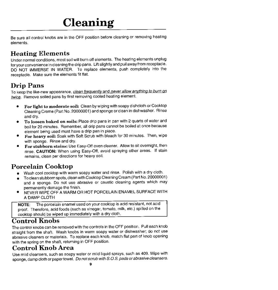 Jenn-Air CCE407, CVE407 manual Cleaning, Heating Elements 