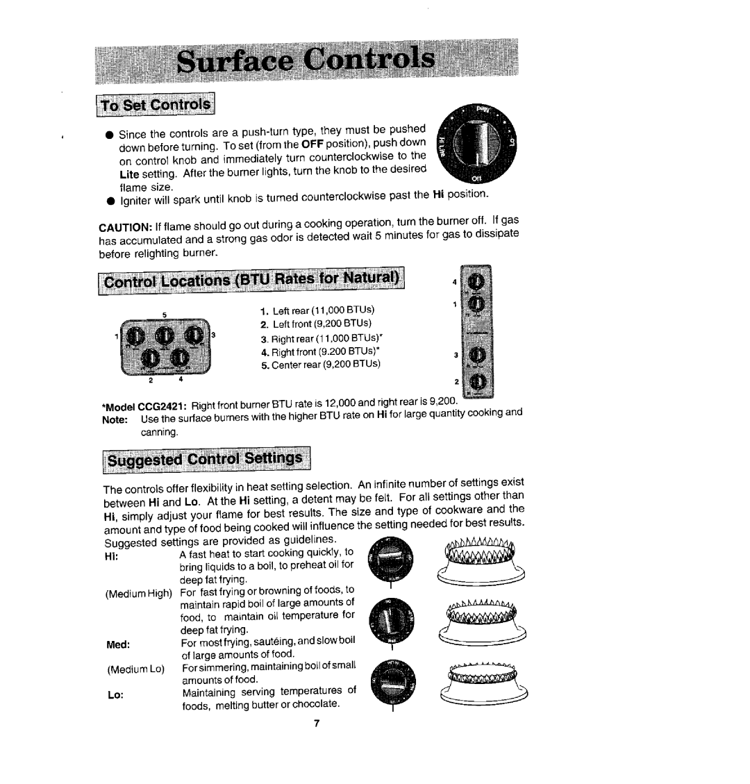 Jenn-Air CCG2521, CCG2421 manual For fast frying or browning of foods, to 