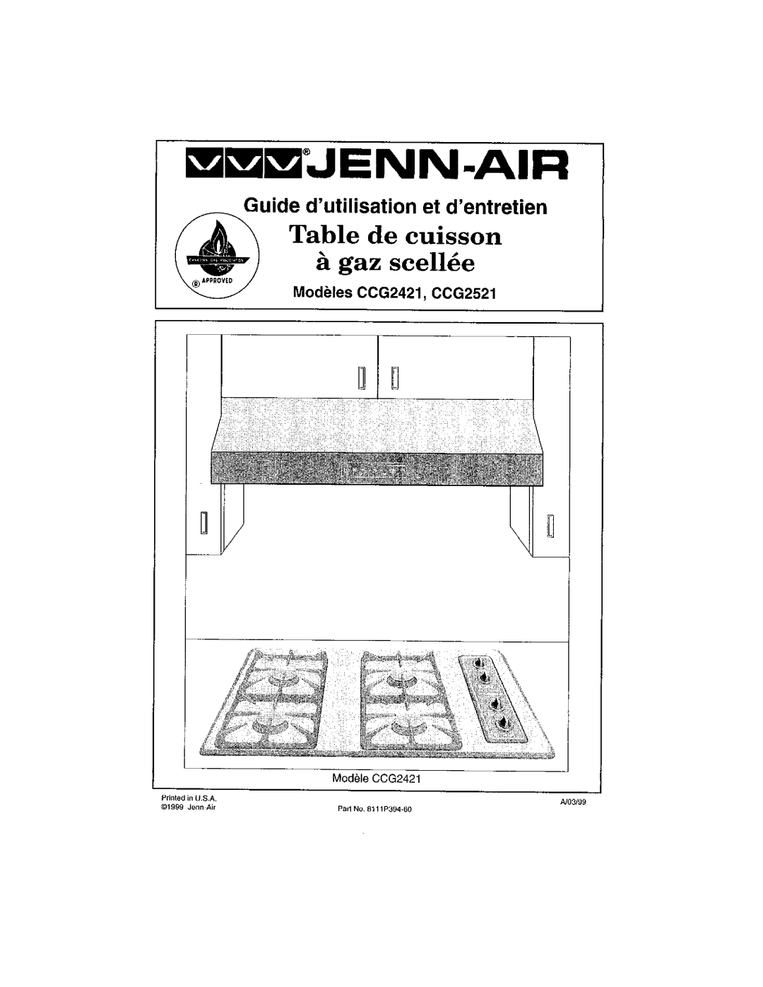 Jenn-Air CCG2521, CCG2421 manual 