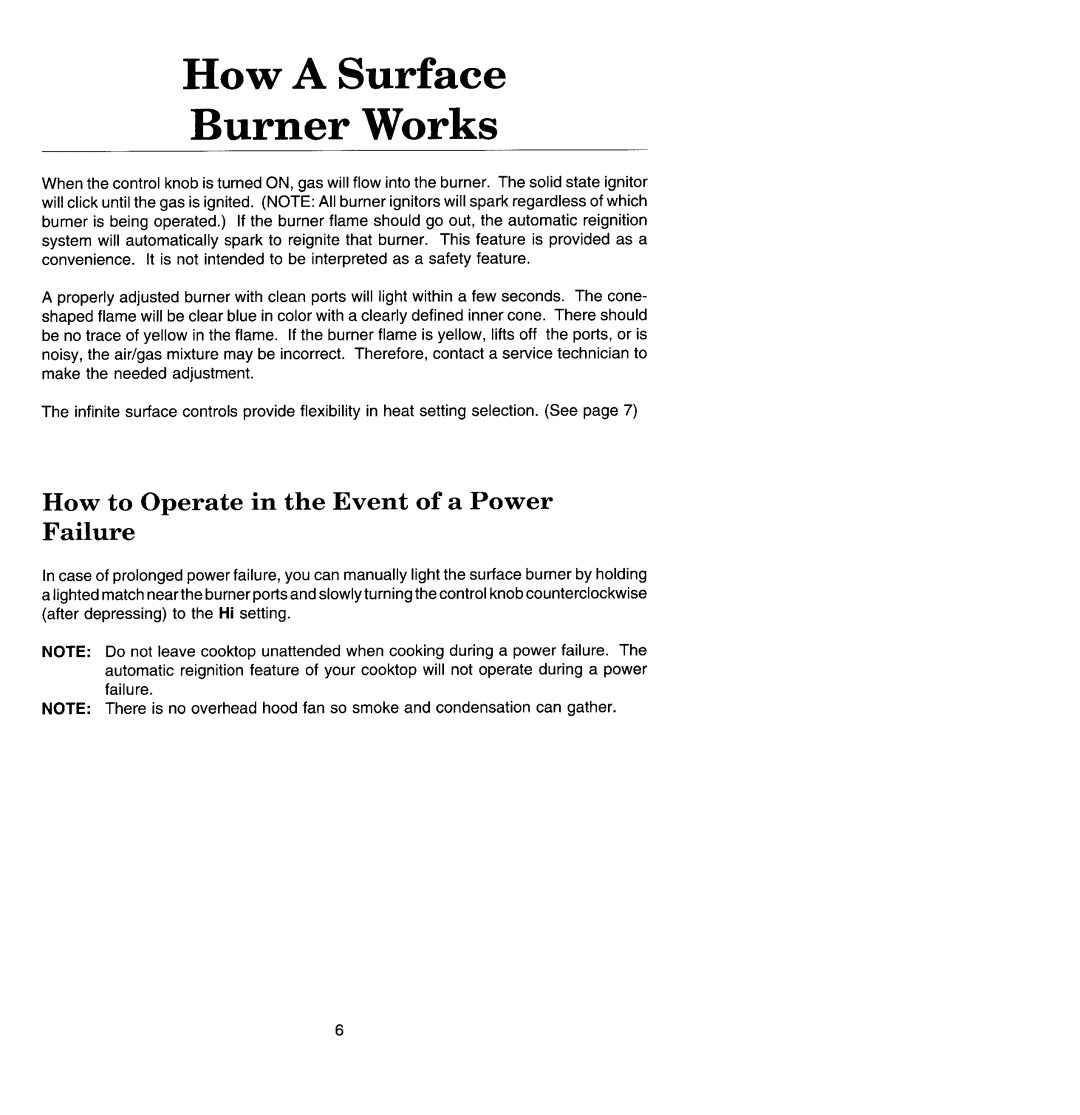 Jenn-Air CCG456 manual How a Surface Burner Works, How to Operate in the Event of a Power Failure 